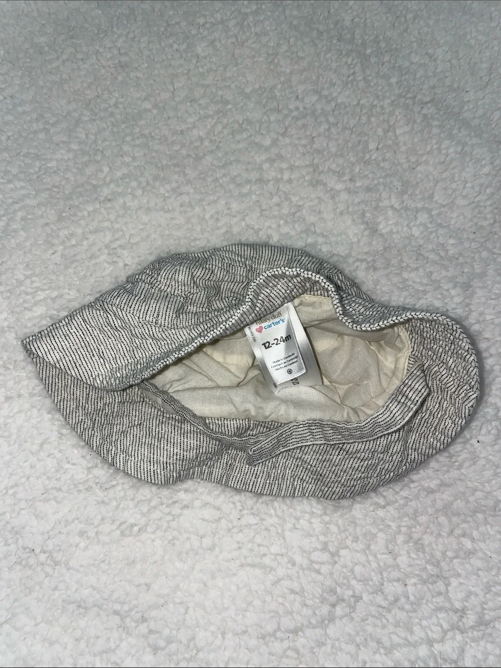 Hilary Duff for Carter's Striped Baby Bucket Hat in Gray and Cream